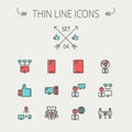 Technology thin line icon set
