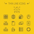 Technology thin line icon set