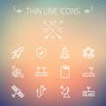 Technology thin line icon set