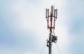 Technology on the top of the telecommunication GSM 5G,4G,3G tower.Cellular phone antennas on a building roof.Telecommunication Royalty Free Stock Photo