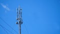 Technology on the top of the telecommunication GSM 5G, 4G, 3G tower.Cellular phone antennas on a building roof Royalty Free Stock Photo