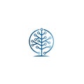 Technology tree logo idea microcircuit shape, concept communication engineering technology emblem. Circuit board icon. Technology