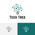 Technology Tree Smart Science Brain Circuit Modern Logo