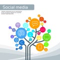 Technology Tree Social Media Icons Thin Line Logo Royalty Free Stock Photo