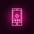 Technology Trends phone health pulse neon icon. Elements of Medecine set. Simple icon for websites, web design, mobile app, info