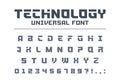 Technology universal font type. Strong, sport, futuristic, future techno alphabet