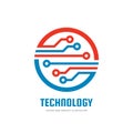 Technology - vector business logo template for corporate identity. Abstract chip sign. Network, internet tech concept illustration