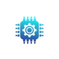 Technology vector icon, chipset and gear Royalty Free Stock Photo