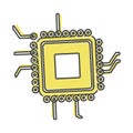 Technology vector icon. Processor IC symbol cartoon style on white isolated background