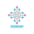Technology - vector logo template concept illustration. Computing network creative sign. Electronic digital chip symbol.