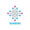 Technology - vector logo template concept illustration. Computing network creative sign. Electronic digital chip symbol.