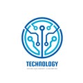 Technology - vector logo template for corporate identity. Abstract chip sign. Network, internet tech concept illustration.