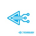 Technology - vector logo template for corporate identity. Triangle arrow abstract chip sign. Network, internet tech concept.