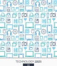 Technology wallpaper. Digital seamless pattern.