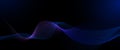 Vector Abstract flowing wave line, particle dot pattern, neon light on dark blue gradient background.
