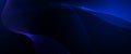 Vector Abstract flowing wave line, particle dot pattern, neon light on dark blue gradient background.