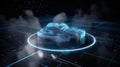 technology web futuristic hologram intermingling with clouds, Generative AI