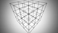 Technology white background. Symmetrically geometric cube. Connection structure lines and dots. 3d rendering