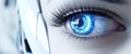 Technology woman macro human close-up beauty blue pupil closeup eye face robotic futuristic