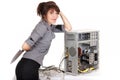 Technophobe woman Royalty Free Stock Photo