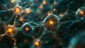 Techthemed abstract background with interconnected cyber cells and neural connections. Concept