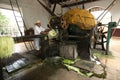 Traditional method of obtaining thread from the henequen plant Royalty Free Stock Photo