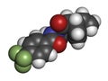 Tecovirimat antiviral drug molecule. 3D rendering. Atoms are represented as spheres with conventional color coding: hydrogen ( Royalty Free Stock Photo