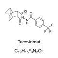 Tecovirimat, chemical formula and skeletal structure Royalty Free Stock Photo