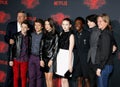 Ted Sarandos, Noah Schnapp, Gaten Matarazzo, Millie Bobby Brown, Sadie Sink, Caleb McLaughlin and Finn Wolfhard Royalty Free Stock Photo