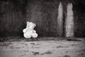 teddy bear abandoned black and white tone