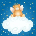 Teddy bear angel baby cloud background