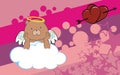 Teddy bear angel cherub baby cartoon cloud background