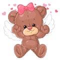 Teddy bear angel with wings. Cute children`s character.