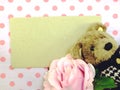 Teddy bear with artificial rose flower vintage filter color