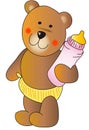 Teddy bear with a baby bottle Royalty Free Stock Photo