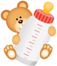 Teddy bear baby with bottle milk