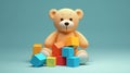 Teddy bear baby toy in various colors, representing autism. child health, autism awareness, and prevention. Illustration