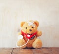 Teddy Bear with Bandage and stethoscope Royalty Free Stock Photo