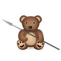 Teddy bear with battle spear Royalty Free Stock Photo