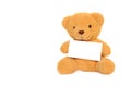 Teddy Bear with blank isolated Royalty Free Stock Photo