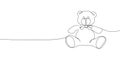 Teddy Bear With A Bow Continuous Line Drawing. One Line Art Of Decoration,gift, Bear, Toy, Stuffed Toy, Valentine S Day