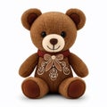 Teddy bear with a bow on a white background. 3D illustration. Royalty Free Stock Photo