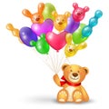 Teddy bear with a bunch of balloons Royalty Free Stock Photo