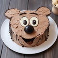 Playful Cartoon Bear Cake With Large White Nose