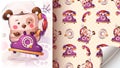 Teddy bear calls on the old phone - seamless pattern