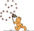 Teddy bear chasing butterflies
