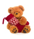 Teddy bear with Christmas stocking Royalty Free Stock Photo