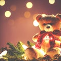 Teddy bear in Christmas decorations