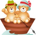Teddy Bear Couple on a Boat Royalty Free Stock Photo