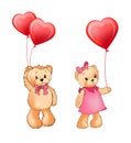 Teddy Bear Couple and Balloons Vector Illustration Royalty Free Stock Photo